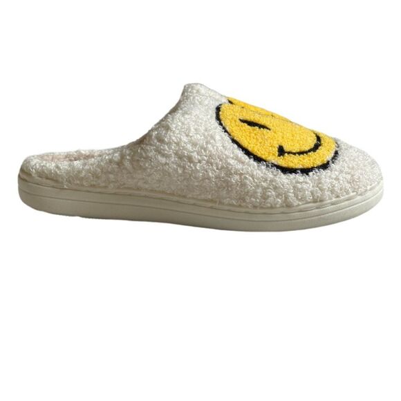 NEW Molatin Fuzzy Smiley Face Slippers Size W 10.5-11 M 9-10 Emoji Loungewear - Picture 7 of 15